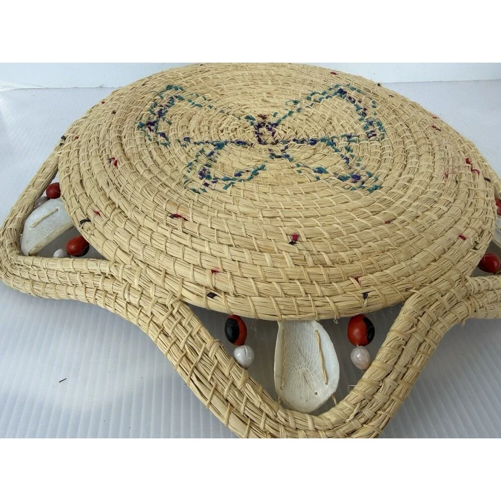 Vintage Hand Woven Butterfly Basket Shallow Decorative Wicker Boho Wall Decor